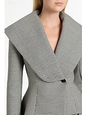 cheap Mom&#039;s Pant Suits-Houndstooth Plaid Pantsuit Two Piece Mother of the Bride Pantsuit Elegant Vintage Simple V Neck Floor Length Long Sleeve with Pleats