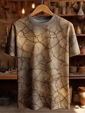 levne Vintage trička-Pánské 3D tisk Tričko Krátký rukáv tričko 3D tisk Tričkový Košile Retro Vintage Retro Párty ulice Ležérní Tmavěhnědá Hnědá Khaki Léto Jaro Celý rok Oblečení S M L XL XXL XXXL 4XL