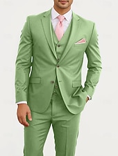 economico Abiti formali-Completi da matrimonio da uomo Completi business di ritorno a casa Borgogna Blu navy Moda Formale a tinta unita Fit standard 3 Pezzi Monopetto Due bottoni