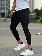 economico Chino-Per uomo Pantaloni Eleganti Aderente Pantaloni Chinos Bottoni Tasca Semplice Comodità Lunghezza alla caviglia Formale Feste Lavoro Moda Stile Classico Nero Blu Micro-elastico