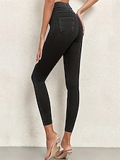 olcso Sima leggings-Női Jeggings Szabadság Szüret Etnikai stílus Teljes hossz Magas derék Magas vágás Mokaszinok Légáteresztő Gyors szárítás Nyúlós Szabadtéri Jóga Utca Fekete Medence Sötétkék Nyár Karcsúsított