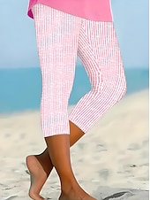 olcso Művészet és design nyomtatás-W női leggingsz Capri nadrág magas elasztikusság nyaralási divat utcai viselet teljes hosszúságú közepes derék grafikus vonalak  hullámok nyomtatás hőszigetelő meleg lélegző puha rugalmas kültéri