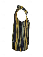 cheap Stripe&amp;Geometric Tank Top-Women&#039;s Camisole Tank Top Striped Daily Casual Sleeveless V Neck Regular Tops Daily Buttons Print Yellow Red Blue Summer Spring