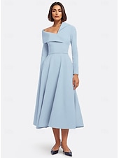 cheap Cocktail Dresses-A-Line Cocktail Dresses Formal Wedding Guest Ankle Length Long Sleeve One Shoulder Pink Dress Stretch Crepe with Shawl 2025