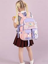 abordables Sacs à dos pour Enfants et Adolescents-Sac à dos d&#039;école imperméable pour filles avec bandes réfléchissantes et motif lapin - sac à dos léger de grande capacité pour les élèves du primaire, usage quotidien et voyage