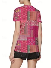 ieftine tricou Art &amp; Design-Pentru femei Tricou Topuri de vară Grafic Clasic Casual Manșon scurt În V Crop Tops Zilnic Sfârșit de săptămână Imprimeu Curcubeu Vară Primăvară Toamnă