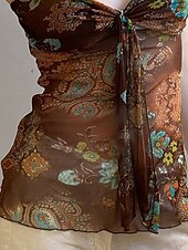 billige Boho topper-Dame Boho skjorte Bluse Blomsternål i krystall Moderne Bohem Ermeløs Med stropper Vanlige topper Ferie Ut på byen Trykt mønster Brun Sommer