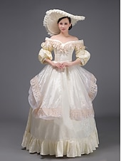 abordables Robes-ancien Rococo Renaissance Maxi Robe Normal Juliette Princesse Mariée Plissé Volanté Princesse Col rond Déguisement Femmes Halloween Carnaval Mascarade Performance Soirée Halloween Adultes Toutes