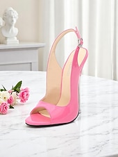 olcso Éjszakaiünneplés-női piros lakkbőr slingback tűsarkú, nyitott orrú kivitelben - szexi magassarkúk éjszakai bulikba