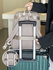 preiswerte Mode Rucksäcke-wasserabweisender Damen-Reiserucksack aus Nylon mit gesteppter Fronttasche, goldenen Reißverschlüssen und Gepäckgurt für Business-, Schul- und Wochenendausflüge
