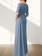 economico Lunghezza del pavimento-Linea ad A Abito da cerimonia per signora Ospite di nozze Elegante Girocollo Lunghezza al pavimento Chiffon Tessuto Elasticizzato Mezza Manica con Applicazioni Arricciatura 2025