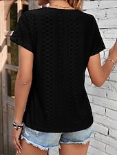 abordables T-shirt uni-Femmes T-shirt Uni Mode Moderne Occasionnel Manche Courte Col en V Hauts Réguliers Quotidien Week-end Œillet Noir Blanche Jaune Rose Claire Été