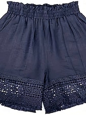 economico Pantaloncini Bermuda-Per donna Chinos Shorts Vacanza Moda Streetwear Corto Vita Alta Semplice Pizzo Tasca Fascia Elastica Comodo Morbido Confortevole Micro-elastico All&#039;aperto Streetwear Quotidiano Blu scuro Aalbicocca