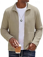 economico Giubbotti e cappotti da uomo-Per uomo Giacca Leggera Giacca a nido d&#039;ape Giacca Casual Vacanza Quotidiano Caldo Tasca Autunno &amp; Inverno Semplice Moda Classico Collo alla coreana Regolare Nero Bianco Vino Cachi Verde militare