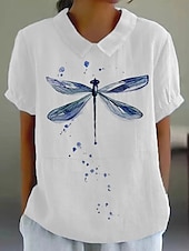 abordables Hauts Floraux-Femmes Chemisier Fleuri Graphique Élégant ancien Occasionnel Manche Courte Col de chemise Hauts Réguliers Travail Quotidien Patchwork Imprimé Blanche Jaune Rose Claire Été Printemps
