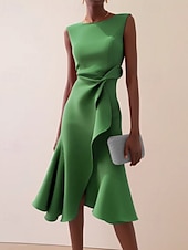 cheap Bodycon Club Dresses-Women&#039;s Midi Dress Prom Dress Party Dress Fashion Modern Party Evening Party Date Regular Fit Plain Sleeveless Crew Neck Pink Green Khaki Summer