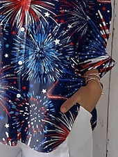 levne Den nezávislosti Top-Košile pro ženy k Dni nezávislosti Patriotic Čtvrtého července Grafika květiny USA Vintage Tropická Každodenní Dlouhý rukáv Límec Pravidelné topy Práce Každodenní Tisk Námořní modrá Světle modrá Léto