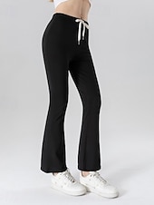 abordables Pantalon de survêtement pour femme-Femmes Taille EU / US Pantalon à pattes d&#039;éléphant Décontracté Quotidien Confort Longueur complète Taille Moyenne Couleur Unie Doux Confortable Micro-Élastique Yoga Sports Frêne Noir 1 # Printemps