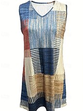 levne Boho šaty-Dámské Mini šaty Boho šaty Klasické Moderní Venkovní Denní Dovolená Běžný Proužky Bez rukávů Do V Khaki Léto