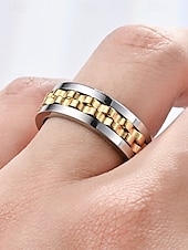 economico Gioielli da uomo-Anello girevole da uomo in acciaio inossidabile - disponibile in nero, argento e oro con design a catena per alleviare lo stress e per un uso quotidiano elegante, regalo perfetto per la festa del papà