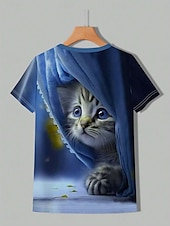 cheap Animals tee-Women&#039;s T Shirt Graphic Animal Cat Vintage Stylish Classic Short Sleeve Crew Neck Regular Tops Daily Weekend Print Blue Purple Green Summer Spring