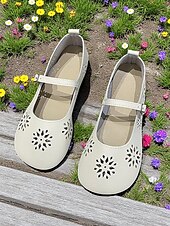 cheap Women&#039;s Flats-Women&#039;s Comfort Mary Jane Wide-Toe Flats with Floral Cutouts – Soft Sole Casual Barefoot Shoes for Ladies – Great for Brunch, Farmers Markets and Outdoor Leisure