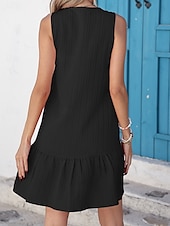 preiswerte Weißes Kleid-Damen Mini Kleid Sommer Kleid Einfarbig Lässig Täglich Regulär Passform Einfach Ärmellos V-Ausschnitt Schwarz Rot Sommer
