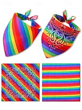 abordables Accesorios para el cabello de mujer-Bufanda unisex con estampado de arcoíris y paisley: un accesorio LGBTQ+ colorido para festivales, desfiles y uso diario.
