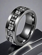 economico Gioielli da uomo-Anello girevole da uomo in acciaio inossidabile - disponibile in nero, argento e oro con design a catena per alleviare lo stress e per un uso quotidiano elegante, regalo perfetto per la festa del papà