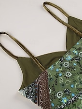 cheap Boho Tops-Women&#039;s Boho Shirt Blouse Flower Modern Boho Sleeveless Strap Crop Tops Holiday Going out Print Asymmetric Green Summer