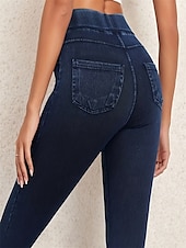 olcso Sima leggings-Női Jeggings Szabadság Szüret Etnikai stílus Teljes hossz Magas derék Magas vágás Mokaszinok Légáteresztő Gyors szárítás Nyúlós Szabadtéri Jóga Utca Fekete Medence Sötétkék Nyár Karcsúsított