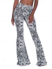 ieftine picior lat și talie înaltă-Pentru femei Pantaloni Casual Boho Lungime totală Natural Floare Imprimare Confortabil Exterior Comfortabil În aer liber Vacanță Magenta Galben Auriu Bleumarin Negru Vară Fit regulat