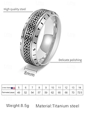 cheap Men&#039;s Jewelry-Men&#039;s Viking Stainless Steel Ring with Nordic Runes and Celtic Knot Design, Vintage Norse Style Band for Bikers and Cosplay