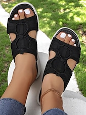 voordelige Slide Sandalen-Flyknit sportsandalen voor dames – lichtgewicht grijze mesh slippers, flexibele zool, perfect voor tuinieren en dagelijkse wandelingen