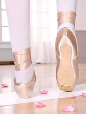 abordables Chaussures de ballet-Chaussures de danse à pointes en satin pour femmes et filles avec liens en ruban - Chaussures d&#039;entraînement de danse professionnelles pour ballerines adolescentes et adultes