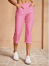 billiga Golfbottnar-Dam Golfbyxor Yanrosa Svart Rosenröd Underdelar Golfkläder för damer Kläder Outfits Bär kläder