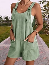 abordables combinaisons décontractées-Femmes Normal Combishort Streetwear Couleur Unie Sans manches Col en U Avec Poches Sortir Week-end Coupe régulière Noir Vert Claire Rose Claire Été