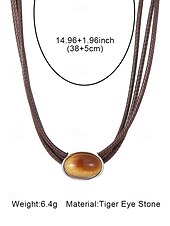abordables Collier pour femme-Ensemble de colliers et pendentifs en pierre œil de tigre double couche de style bohème pour femmes, matériau en pierre naturelle, adapté aux tenues décontractées, quotidiennes et de fête