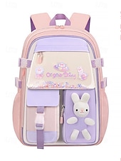 abordables Sacs à dos pour Enfants et Adolescents-Sac à dos d&#039;école imperméable pour filles avec bandes réfléchissantes et motif lapin - sac à dos léger de grande capacité pour les élèves du primaire, usage quotidien et voyage