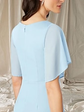 abordables Longueur du plancher-Sirène / Trompette Robe de Mère de Mariée  robe demoiselle d honneur Élégant Doux Col en V Longueur au sol Chiffon Manche Courte avec Fronces 2025