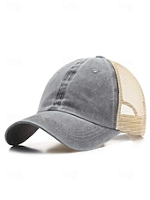 Herr vintage truckerkeps med meshrygg – justerbar basebollkeps i tvättad bomull för utomhussport, resor och vardagskläder billiga Herrhattar-Herr vintage truckerkeps med meshrygg – justerbar basebollkeps i tvättad bomull för utomhussport, resor och vardagskläder