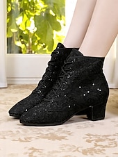 economico Scarpe per balli latini-stivali da danza da donna bianchi con lacci e dettagli in strass - scarpe da palcoscenico in stile vintage per spettacoli da sala, spettacoli in costume ed eventi teatrali