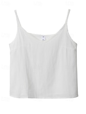 economico Camicie-Per donna Gilet in cotone e lino Blusa Canotta a canotta Semplice Moderno Casual Senza Maniche Scollo a V Top Regolari Quotidiano Uscire Nero Bianco Viola Estate