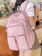 cheap Kids &amp; Teen Backpacks-Women&#039;s Waterproof Nylon Campus Backpack with Multi-Pocket Storage - Lightweight Large Capacity College Bag for Teens to School and Daily Commuting