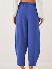 Недорогие широкие ноги и высокая талия-Жен. Брюки Мода Уличный стиль Полная длина Средняя талия Полотняное плетение Карман Эластичный шнурок На открытом воздухе Удобный на открытом воздухе Отпуск