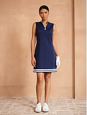 cheap Golf Dresses-Women&#039;s Golf Dress Navy Blue Sleeveless Dress Ladies Golf Attire Clothes Outfits Wear Apparel
