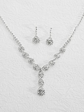 abordables Parures de Bijoux-Ensembles de bijoux de mariée 1 ensemble boucles d&#039;oreilles en alliage de strass collier ensemble de bijoux élégant pour femmes pour mariage fiançailles de Noël