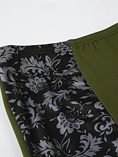 preiswerte Grafische Röcke-Damen Rock Lässig Boho Midi Mittlere Hüfthöhe Röcke Blumen Farbblock Spleißen Druck Asymmetrischer Saum Mikroelastisch Urlaub Straße Grün Sommer Polyester