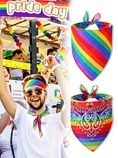 abordables Accesorios para el cabello de mujer-Bufanda unisex con estampado de arcoíris y paisley: un accesorio LGBTQ+ colorido para festivales, desfiles y uso diario.