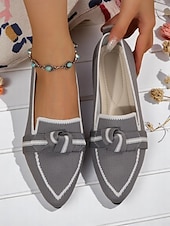 economico Ballerine da donna-scarpe basse in maglia patriottiche da donna – scarpe basse a punta con fiocco per il giorno dell&#039;indipendenza, picnic estivi e abbigliamento casual